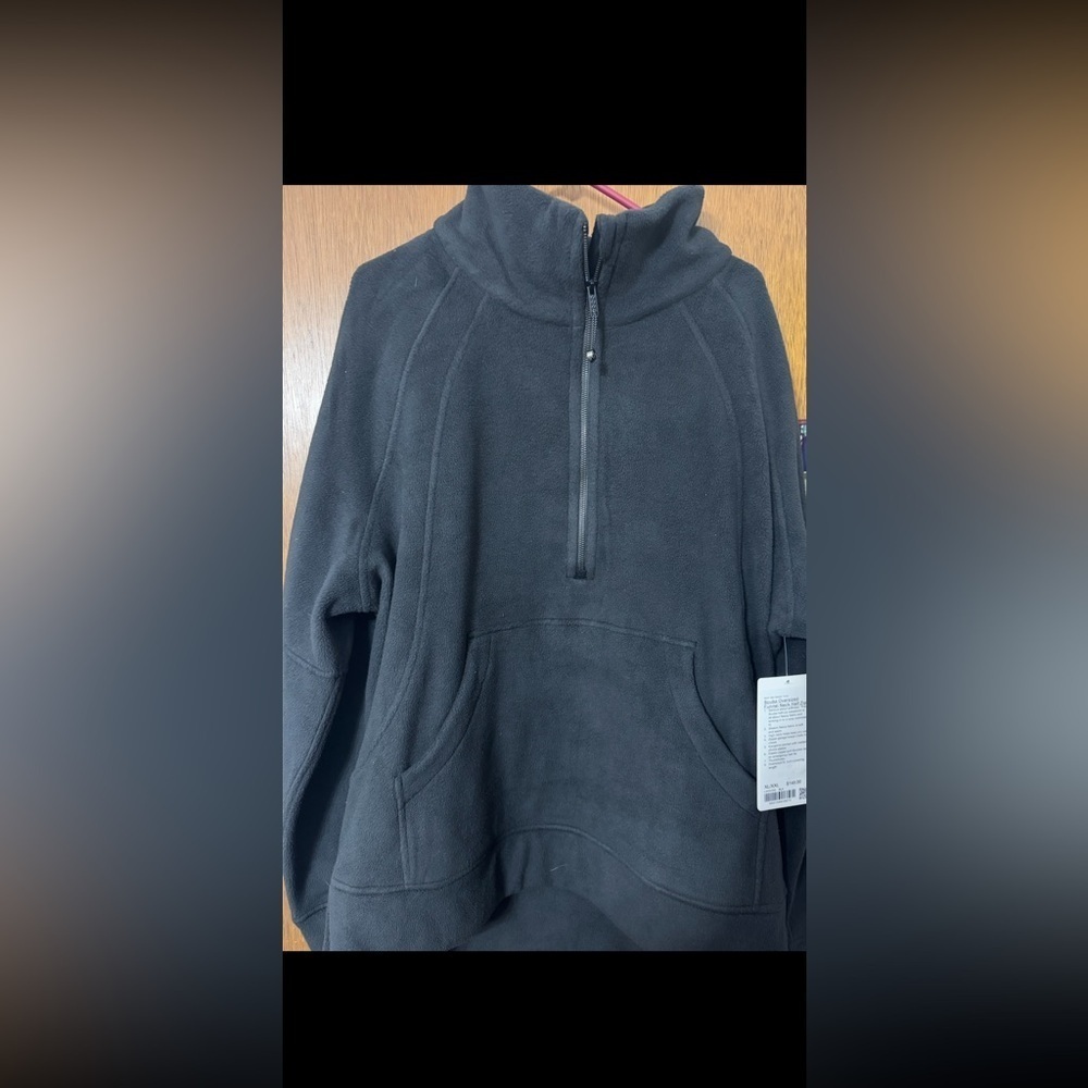 NWT Lululemon Scuba Oversized
Funnel Neck Half Zip Black Fleece Zip-Up Jacket